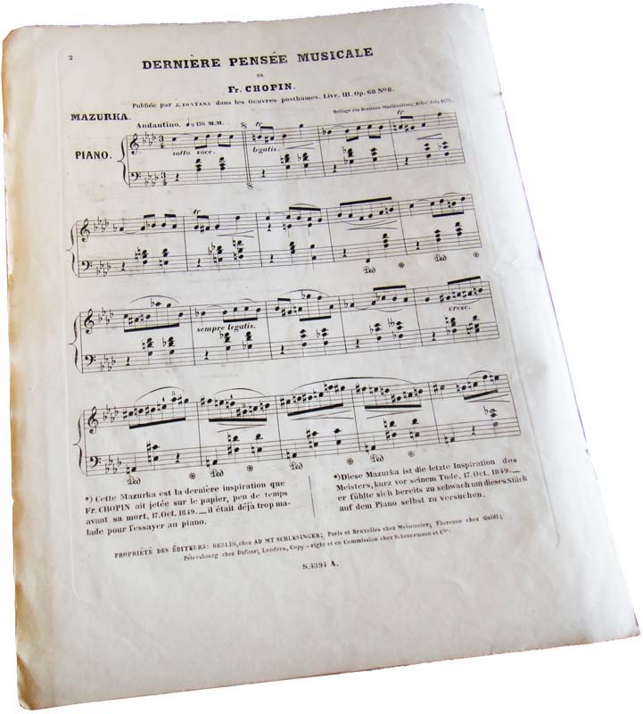 Последнее произведение Шопена, Мазурка фа минор, ноты, обложка
