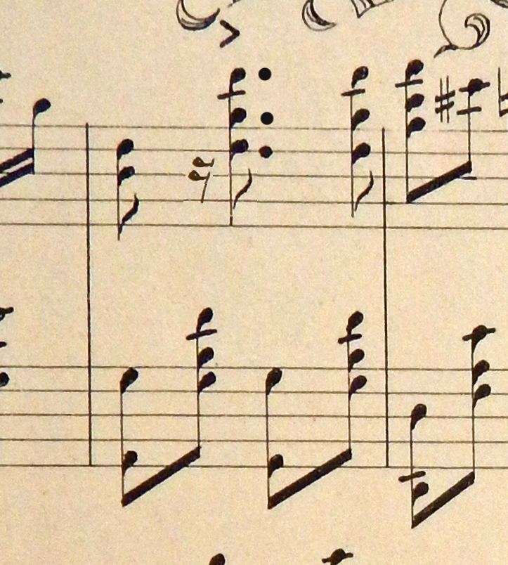 Нотная запись рваного ритма (rag time)