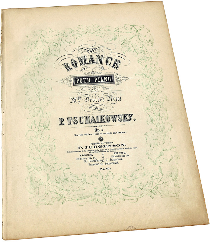 Романс для фортепиано опус 5, Дезире Арто, Чайковский. Юргенсон 1897, ноты, обложка