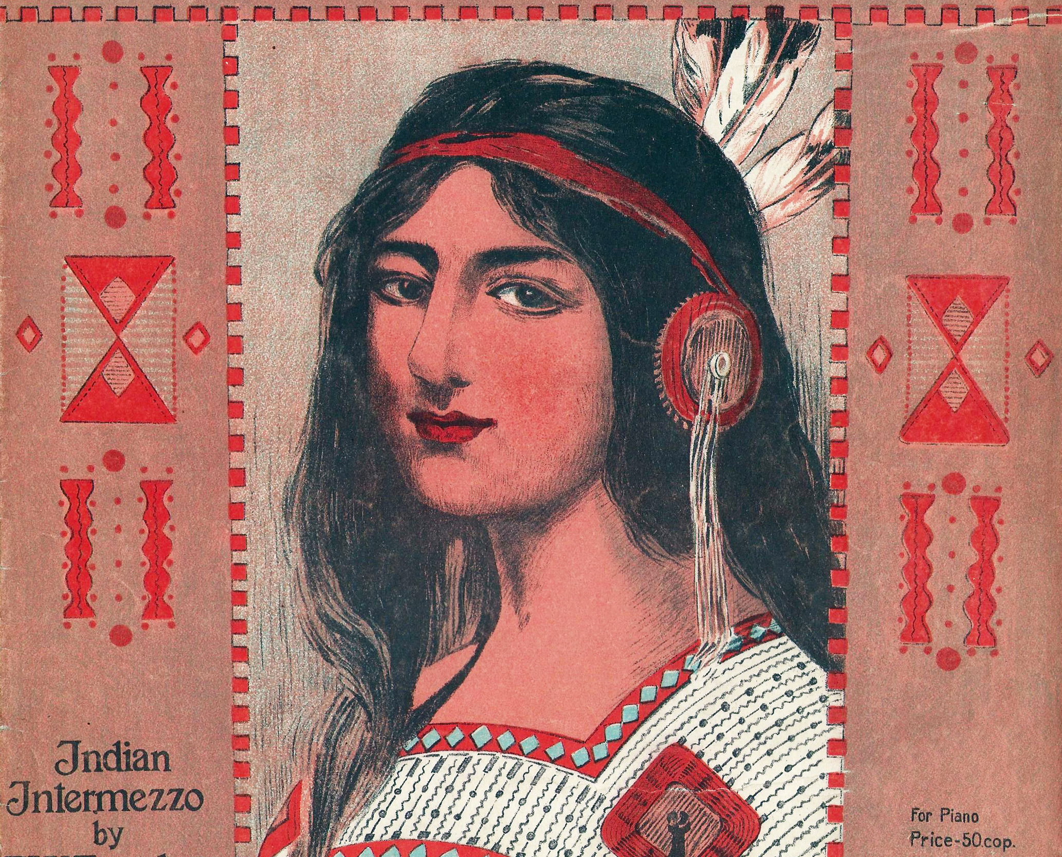 Индейская девушка амазонка, ноты, рисунок