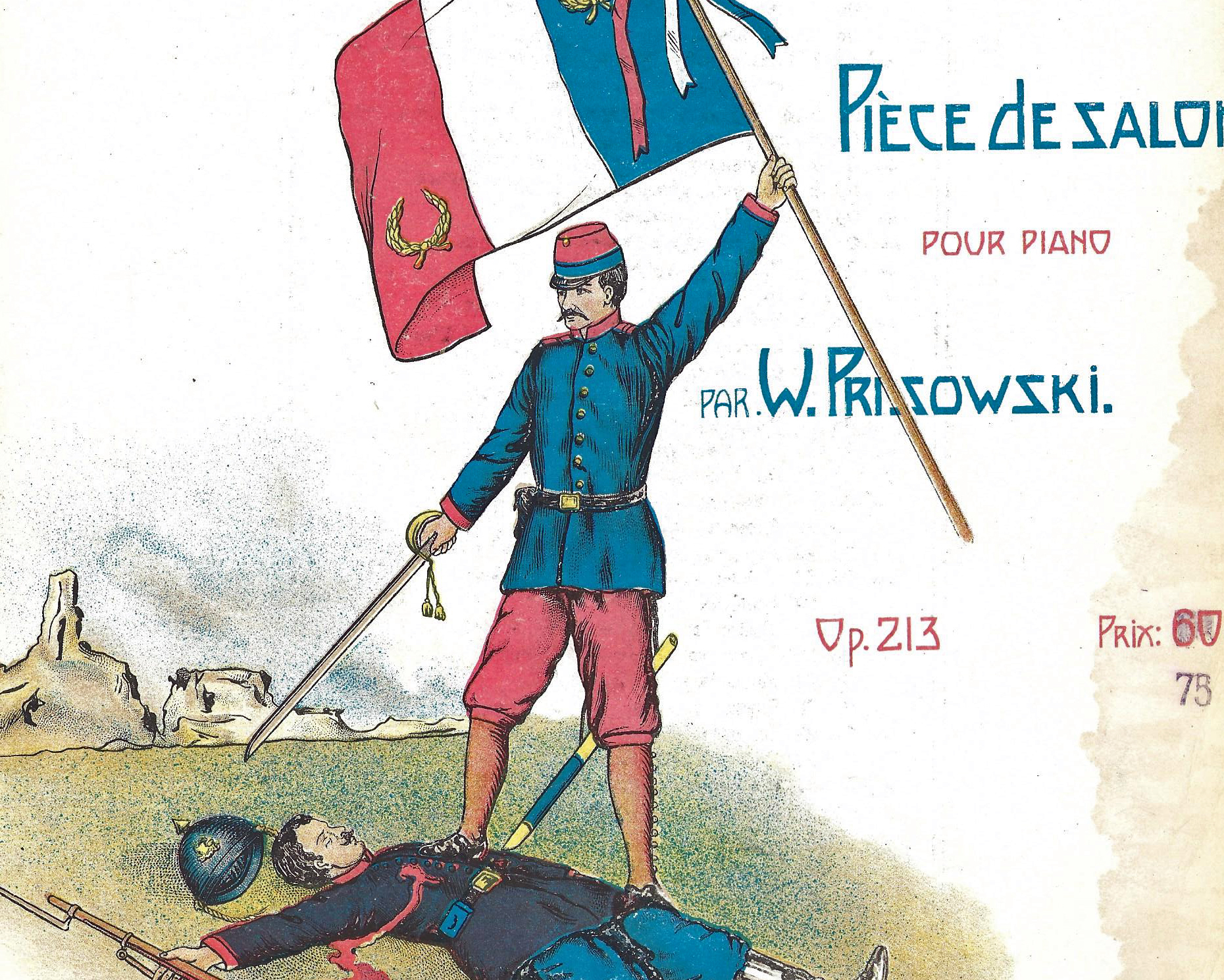 Эльзасец с французским флагом над поверженным германским солдатом