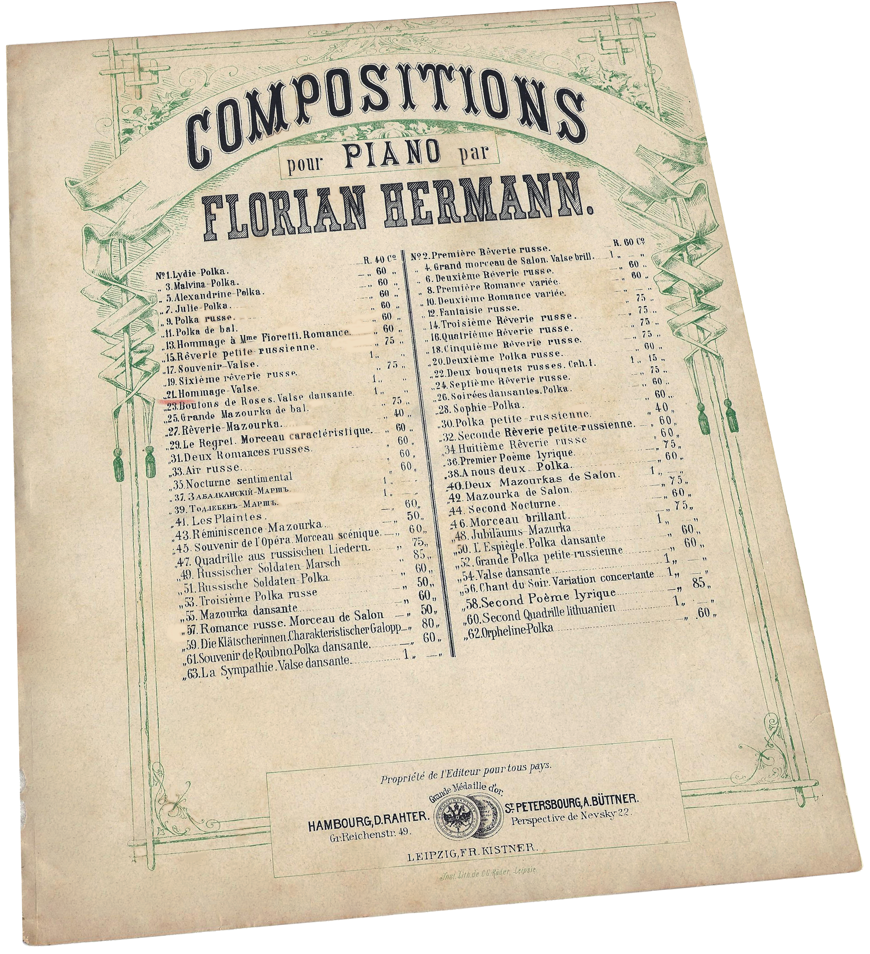 Вальс "Очи чёрные" (Hommage-valse), Флориан Герман, ноты, обложка