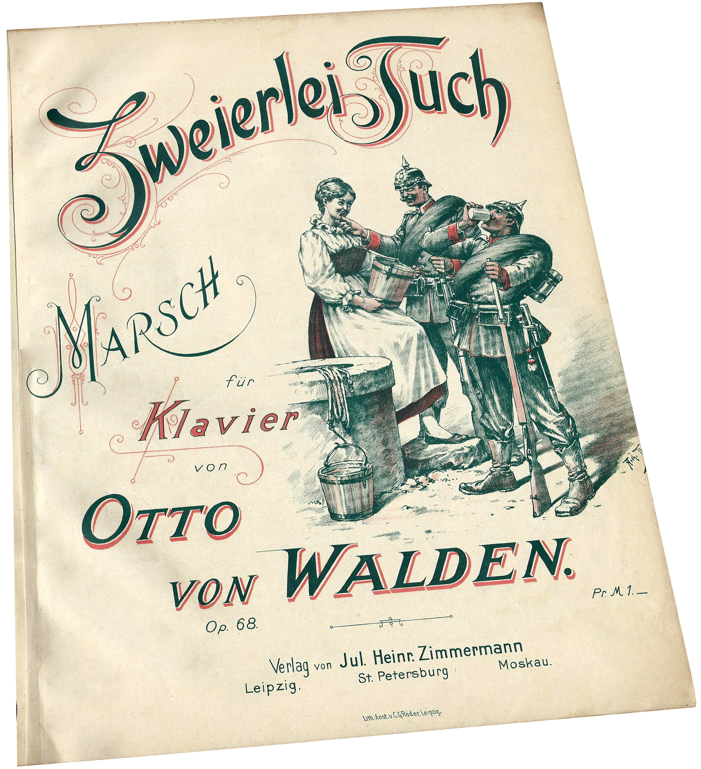 Zweierlei Tuch, немецкий марш, Отто фон Вальден, ноты для фортепиано, Циммерман, обложка, фото