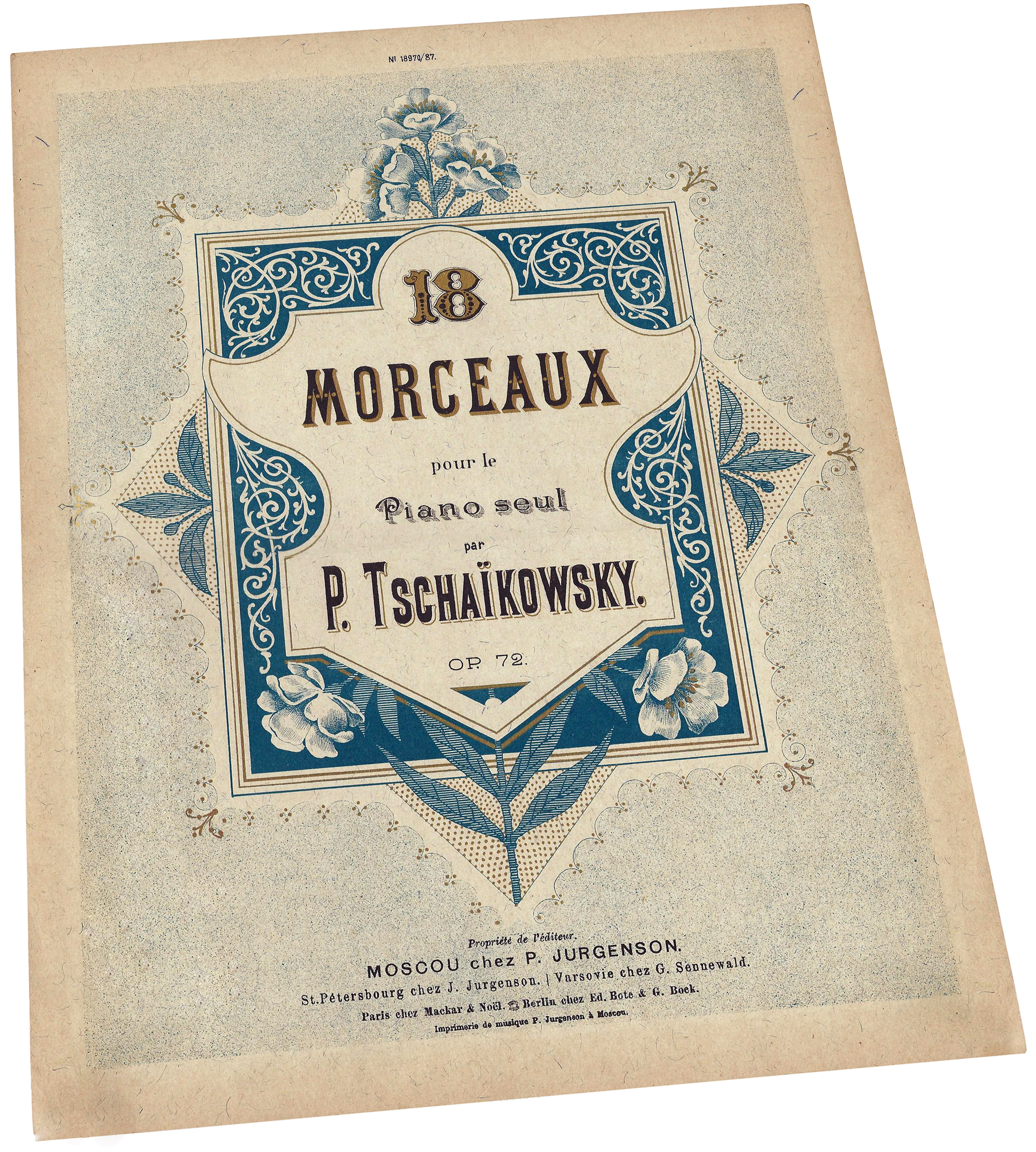 18 пьес для фортепиано опус 72, Чайковский, Юргенсон, ноты, обложка