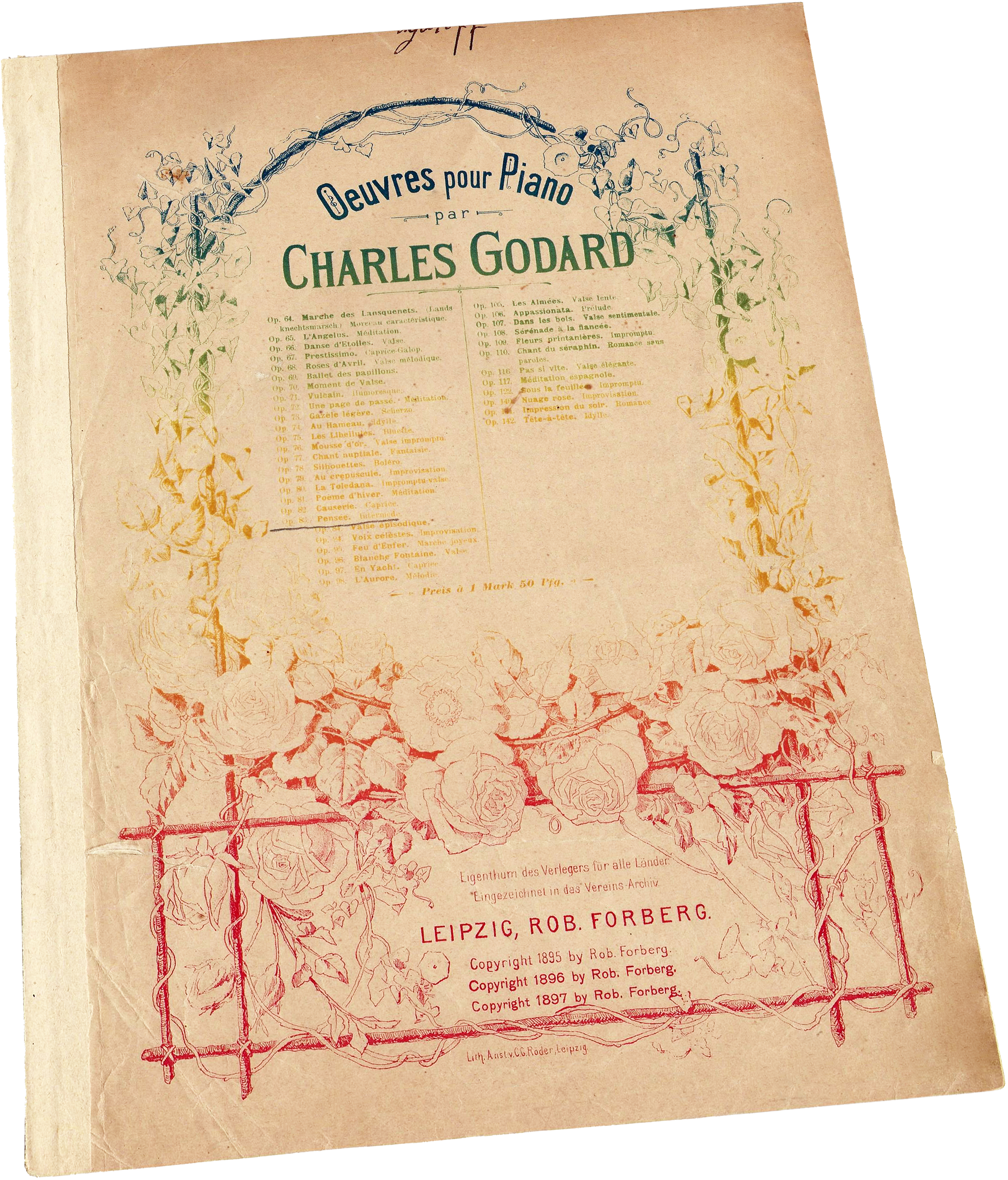 Раздумье, Шарль Годар, ноты для фортепиано, обложка, фото